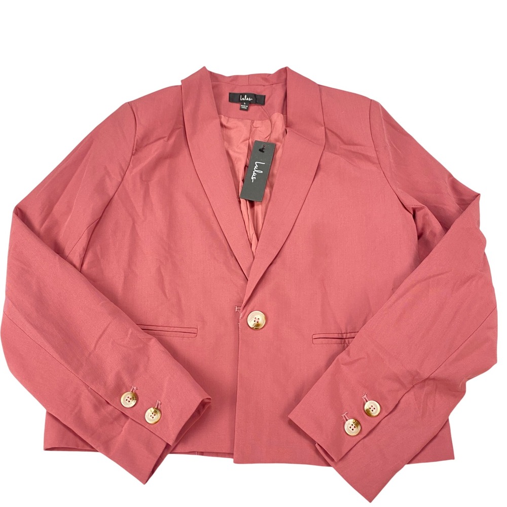 Lulus Cropped Blazer Jacket Dusty Rose Pink Single Button Small NWT